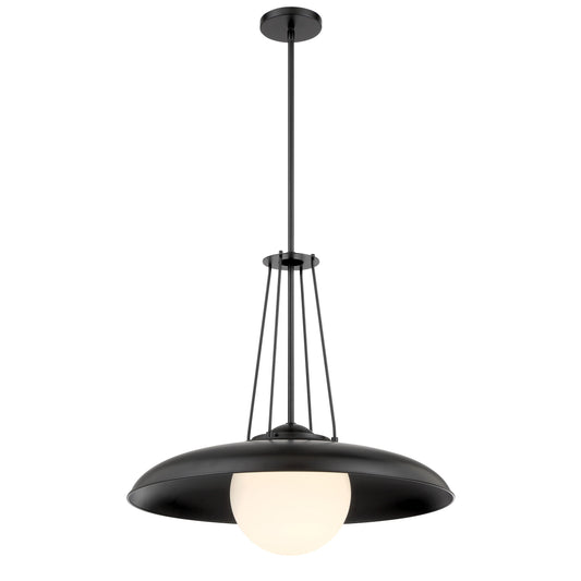 Schooner Ridge 1 Light 24" Pendant in Coal Finish with Etched Opal Glass - Minka-Lavery