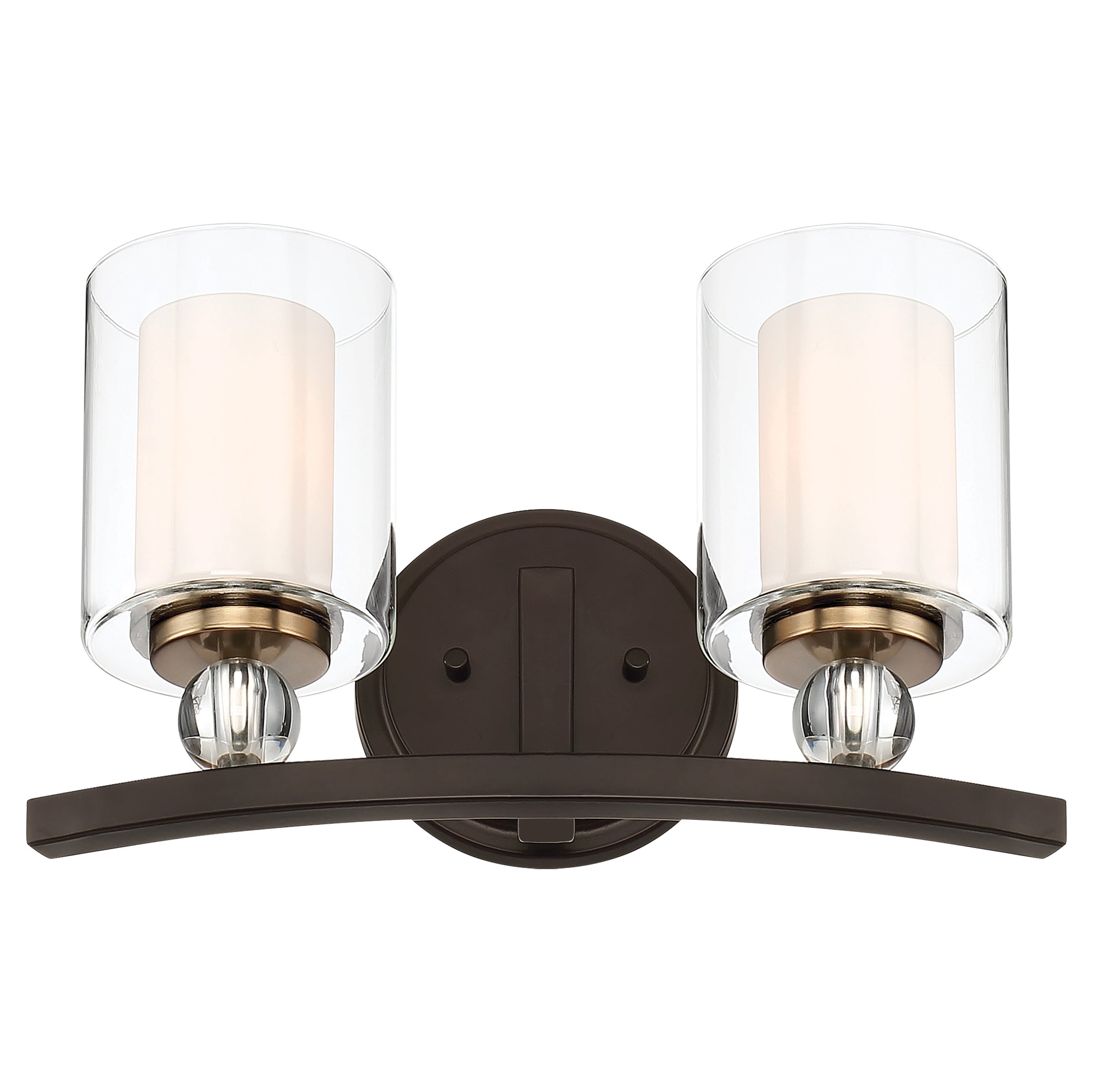 Studio 5 2 Light Bath in Painted Bronze with Natural Brushed Brass Clear Glass with Removable Interior Etched White Glass - Minka-Lavery