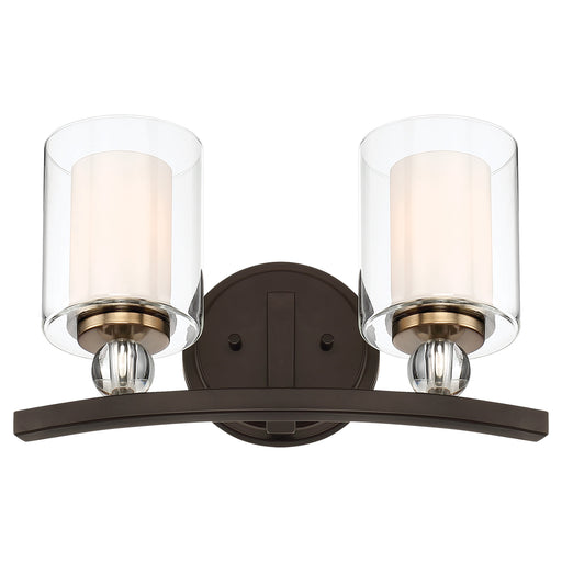 Studio 5 2 Light Bath in Painted Bronze with Natural Brushed Brass Clear Glass with Removable Interior Etched White Glass - Minka-Lavery