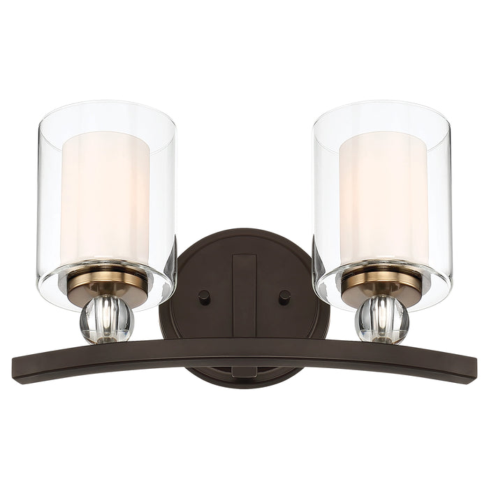 Studio 5 2 Light Bath in Painted Bronze with Natural Brushed Brass Clear Glass with Removable Interior Etched White Glass - Minka-Lavery
