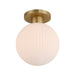 Fenton 1-Light Flush Mount - Legacy Brass with White Striped Glass - Minka-Lavery