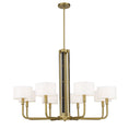 Load image into Gallery viewer, Chelsea by Robin Baron 8 Light Chandelier in Soft Brass Finish with White Silk Shades and Leather Accents, a Robin Baron Design - Minka-Lavery
