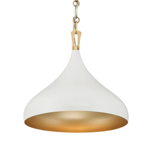 Cedar Lane 1-Light Pendant - Off White Cream and Legacy Brass - Minka-Lavery