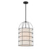 Gateway Park 4 Light Pendant in Coal Finish with Oatmeal Shade - Minka-Lavery