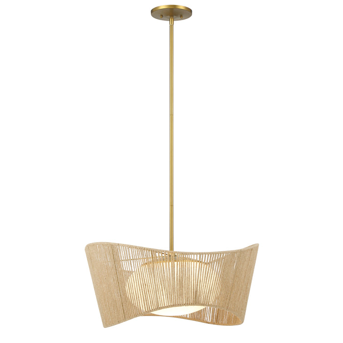 Key Largo 22" 1 Light Pendant in Soft Brass Finish and Etched Opal Glass - Minka-Lavery