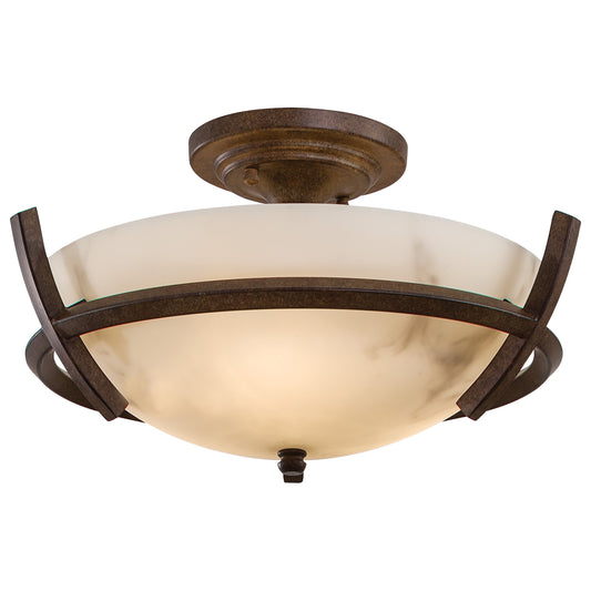Calavera™ 3 Light Semi Flush in Nutmeg™ Finish with Alabaster Dust™ Shades - Minka-Lavery