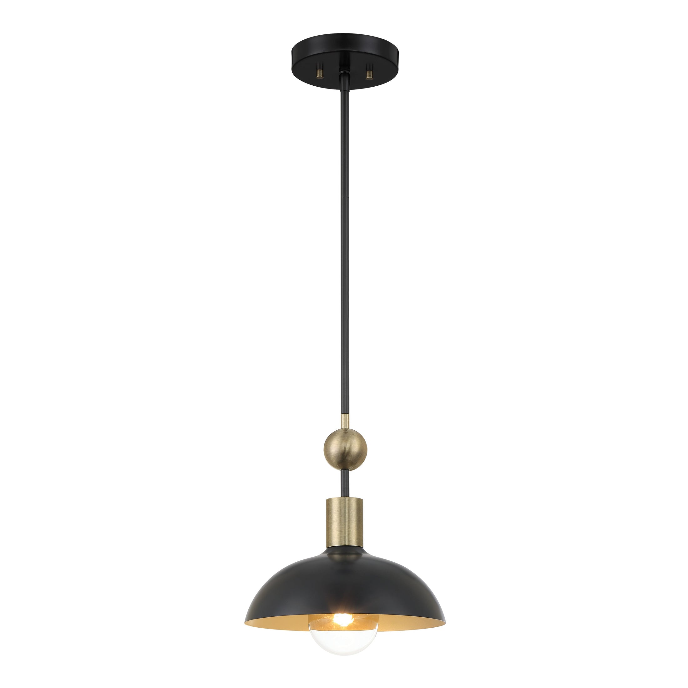 BILOXI 10.75" 1 Light Pendant in Coal and Weathered Antique Brass Finish and a Steel Shade - Minka-Lavery