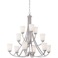 Load image into Gallery viewer, Overland Park 12 Light Chandelier in Brushed Nickel Finish with Etched White Glass - Minka-Lavery
