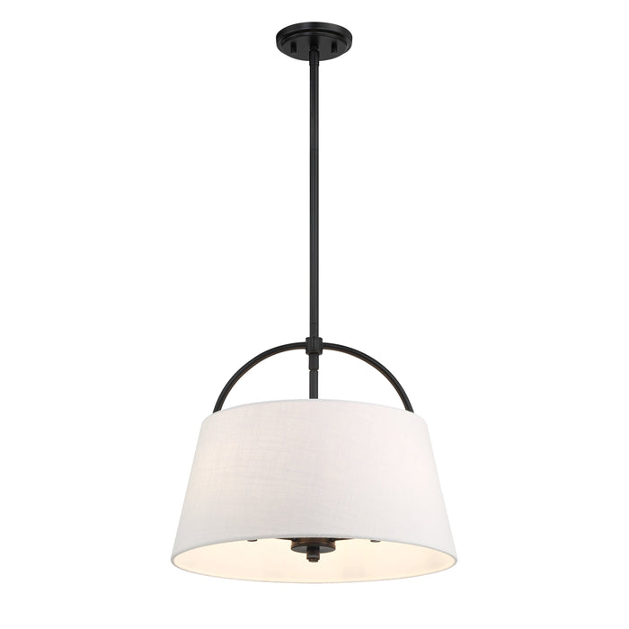 Headington 3 Light Pendant in Coal Black Finish with White Linen Shade - Minka-Lavery