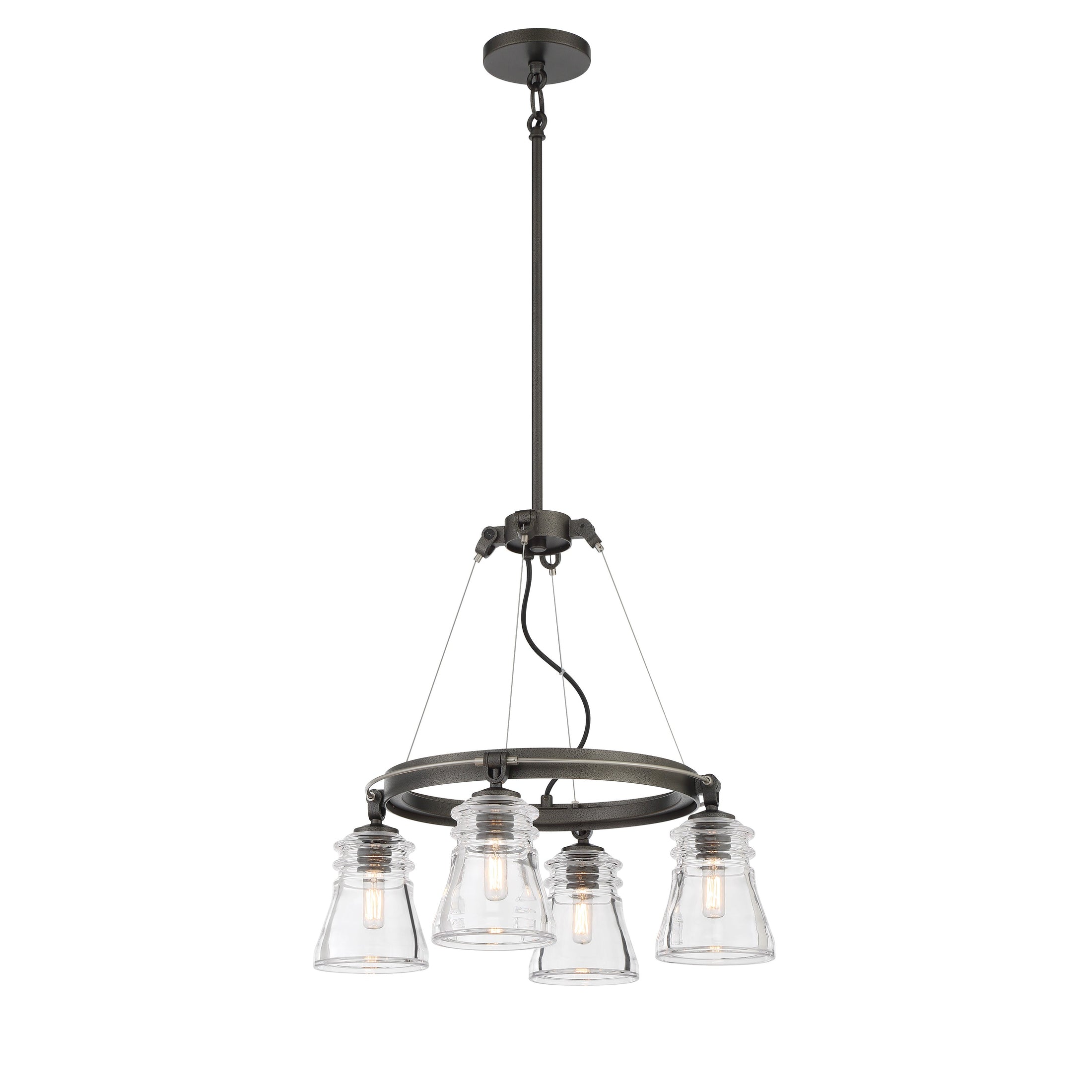 Graham Avenue 4 Light Chandelier in Smoked Iron and Brushed Nickel Finish with Clear Glass - Minka-Lavery