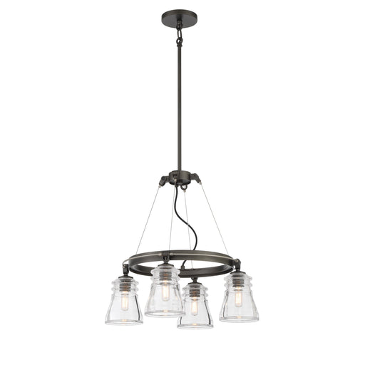 Graham Avenue 4 Light Chandelier in Smoked Iron and Brushed Nickel Finish with Clear Glass - Minka-Lavery