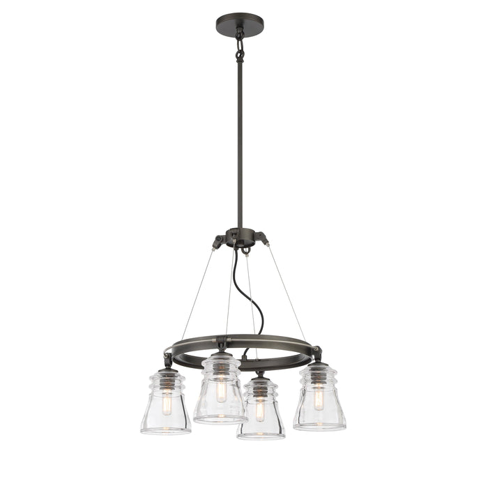 Graham Avenue 4 Light Chandelier in Smoked Iron and Brushed Nickel Finish with Clear Glass - Minka-Lavery