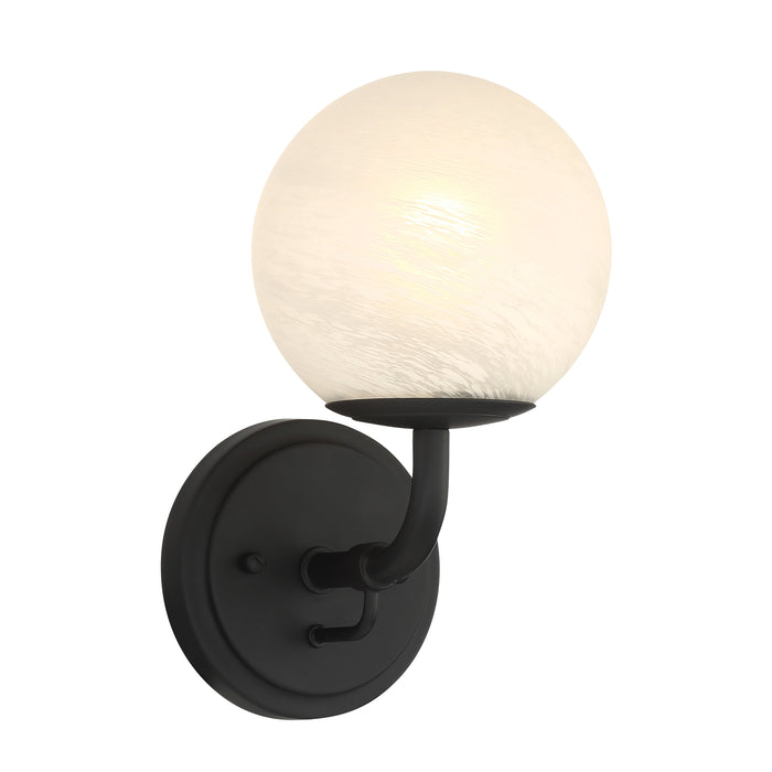 Whitehall 1-Light Vanity - Dark Matte Black with Etched Alabaster Glass - Minka-Lavery