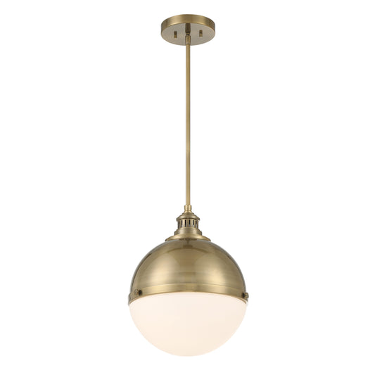 Vorey 1 Light Pendant in Oxidized Aged Brass Finish with Etched Opal Glass - Minka-Lavery