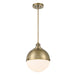 Vorey 1 Light Pendant in Oxidized Aged Brass Finish with Etched Opal Glass - Minka-Lavery