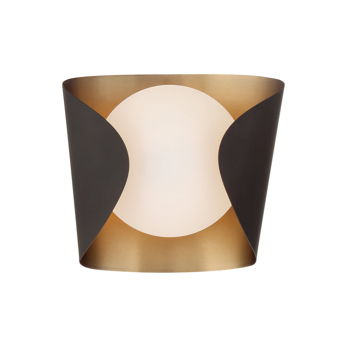 Flare 1-Light Vanity - Dark Bronze and Legacy Brass with Etched Opal Glass - Minka-Lavery