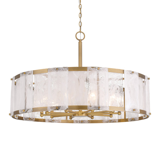Veil 10-Light Pendant - Legacy Brass with White Swirl Glass - Minka-Lavery