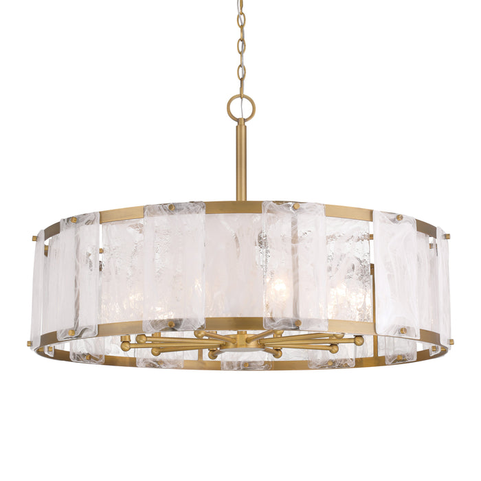 Veil 10-Light Pendant - Legacy Brass with White Swirl Glass - Minka-Lavery