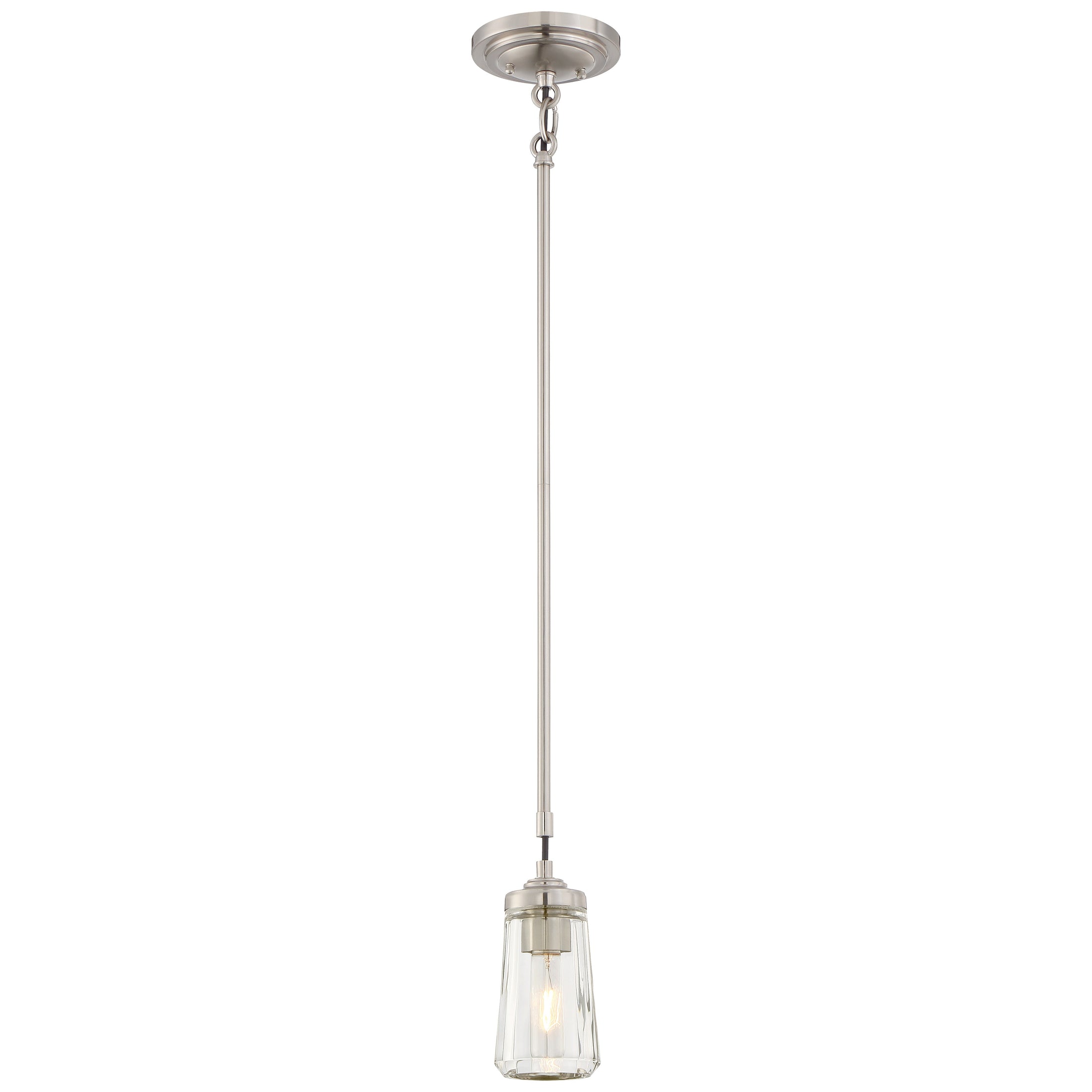 Poleis 1 Light Mini Pendant in Brushed Nickel with Clear Glass - Minka-Lavery