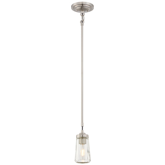 Poleis 1 Light Mini Pendant in Brushed Nickel with Clear Glass - Minka-Lavery