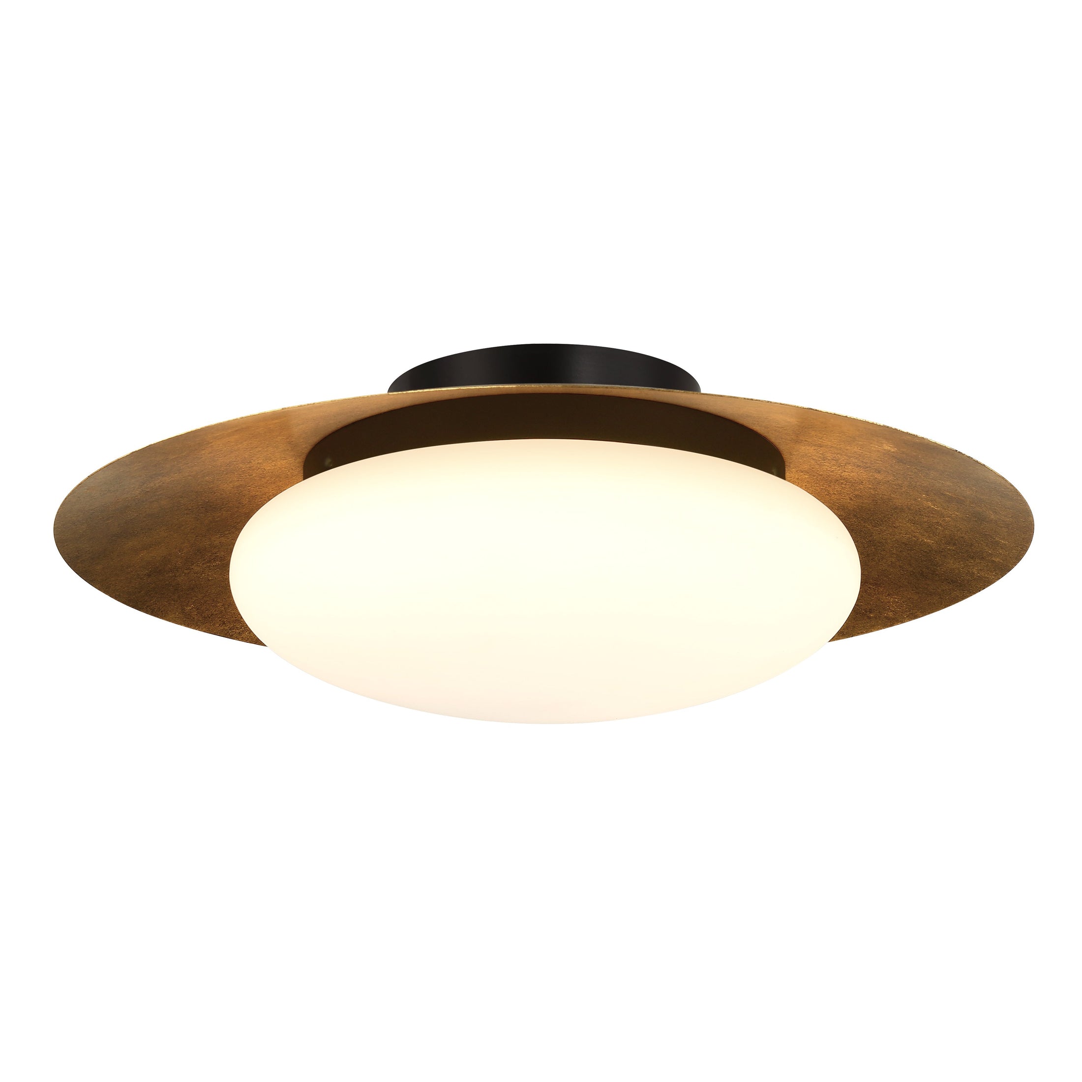 Zinola 18" LED Flush Mount in Halcyon Gold and Sand Coal Finish with Etched Opal Glass - Minka-Lavery