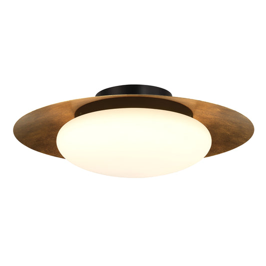 Zinola 18" LED Flush Mount in Halcyon Gold and Sand Coal Finish with Etched Opal Glass - Minka-Lavery
