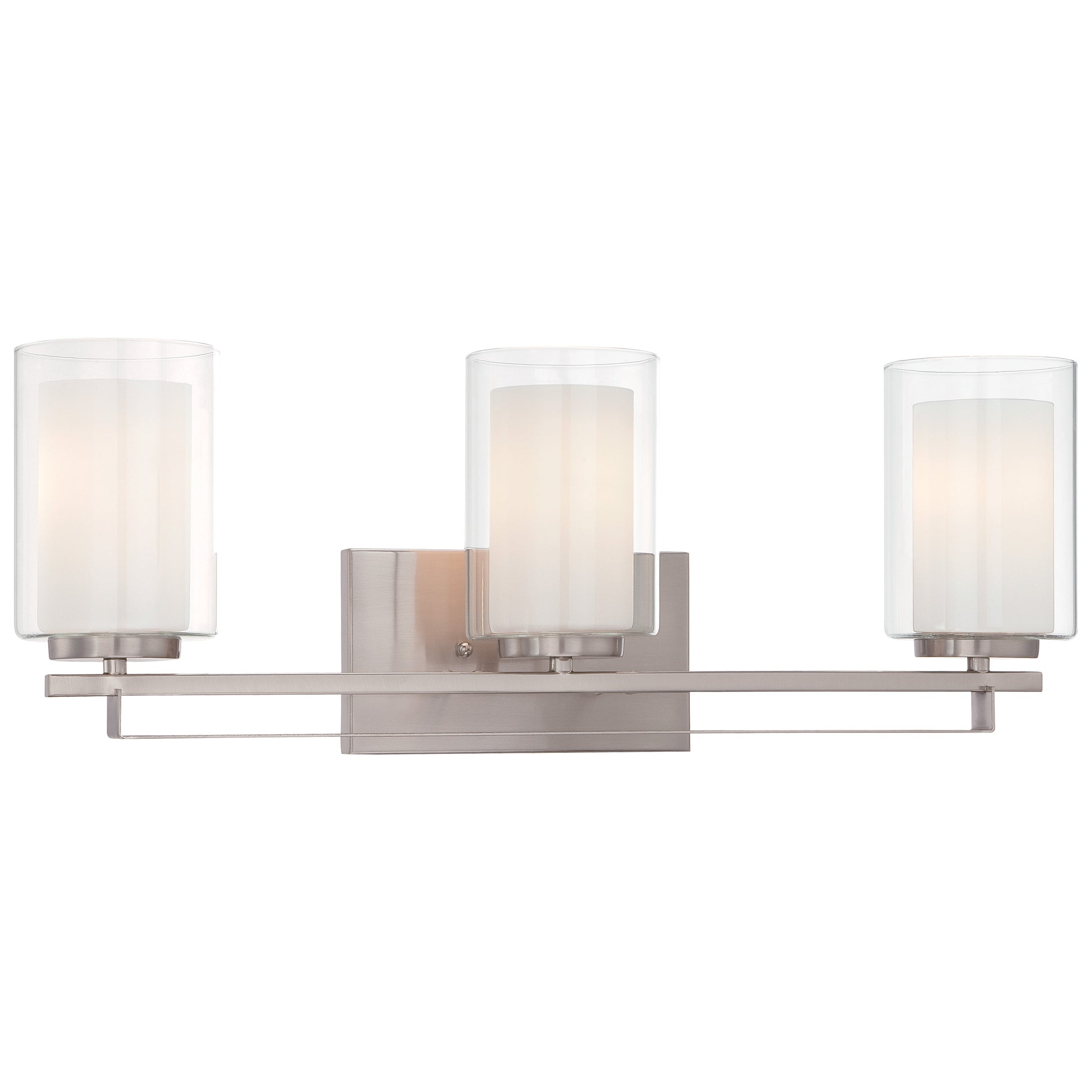 Parsons Studio 3 Light Bath in Brushed Nickel Finish with Clear and Etched White Glass - Minka-Lavery