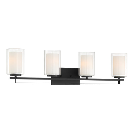 Parsons Studio 4 Light Bath in Sand Coal Finish with Clear and Etched White Glass - Minka-Lavery