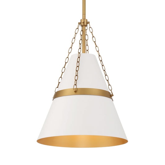 Springfield 1-Light Pendant - Off White Cream and Legacy Brass - Minka-Lavery