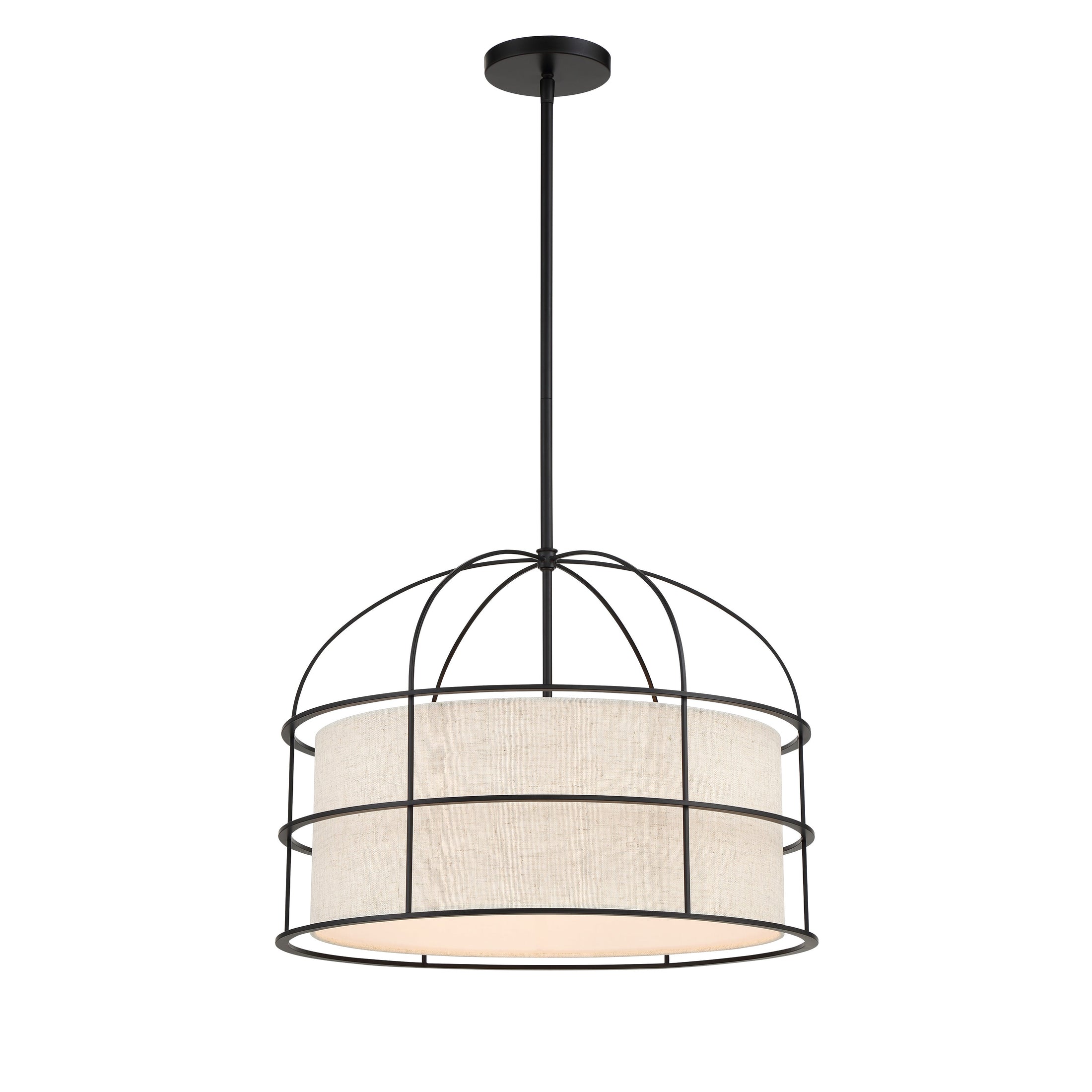 Gateway Park 5 Light Pendant (Convertible to Semi Flush) in Coal Finish with Oatmeal Shade - Minka-Lavery