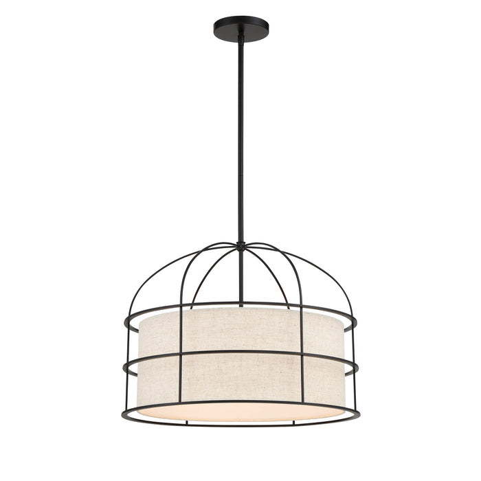 Gateway Park 5 Light Pendant (Convertible to Semi Flush) in Coal Finish with Oatmeal Shade - Minka-Lavery