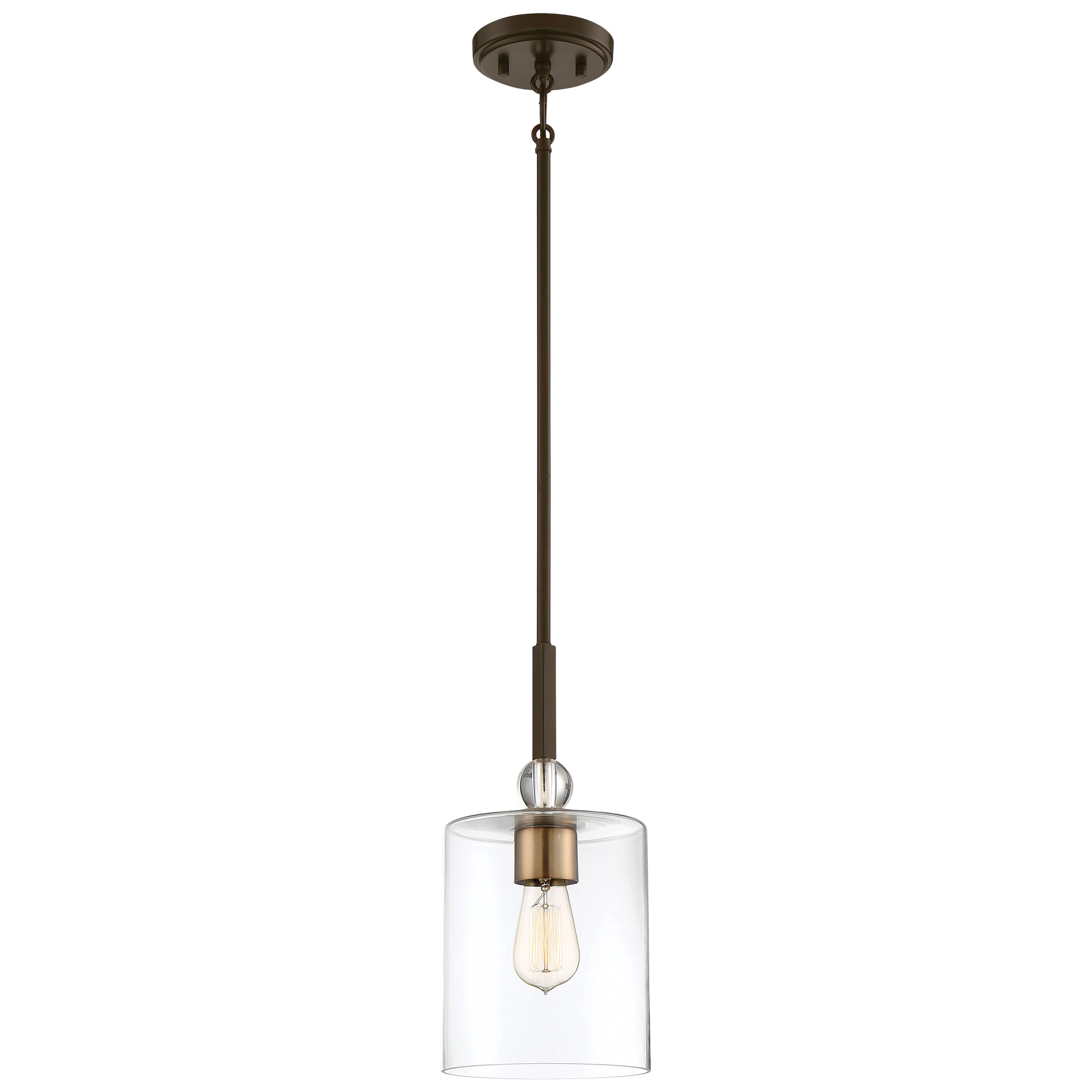 Studio 5 1 Light Mini Pendant in Painted Bronze with Natural Brushed Brass Finish with Clear Glass - Minka-Lavery