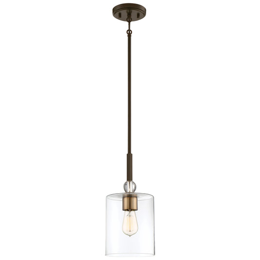 Studio 5 1 Light Mini Pendant in Painted Bronze with Natural Brushed Brass Finish with Clear Glass - Minka-Lavery