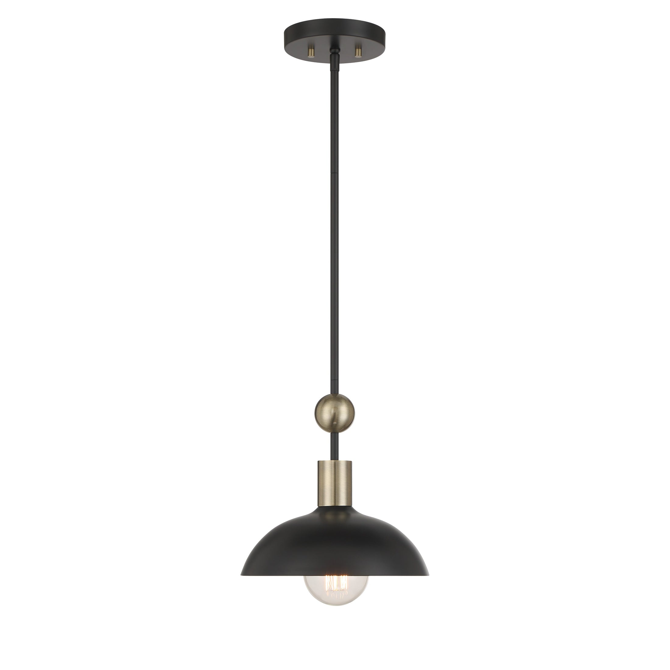 BILOXI 24" 1 Light Pendant in Coal and Weathered Antique Brass Finish and a Steel Shade - Minka-Lavery