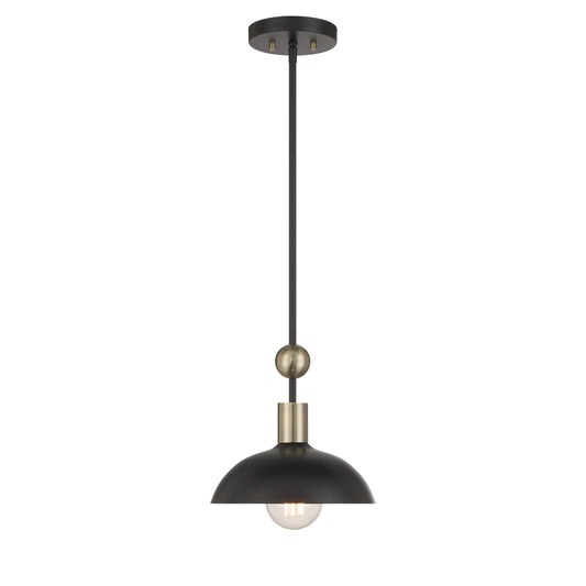 BILOXI 24" 1 Light Pendant in Coal and Weathered Antique Brass Finish and a Steel Shade - Minka-Lavery