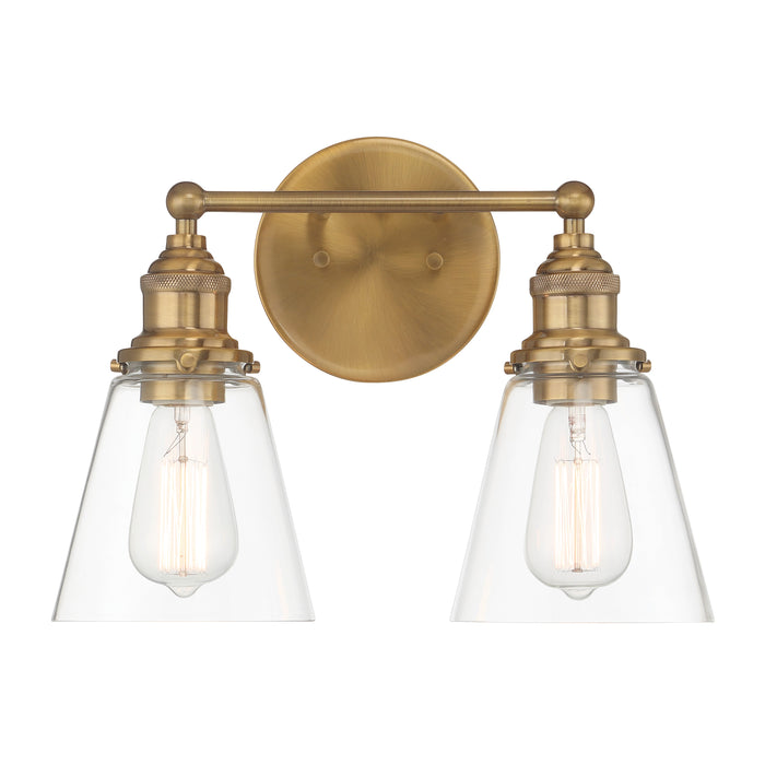 Barwell 2 Light Vanity in Oxidized Aged Brass with Clear Glass - Minka-Lavery