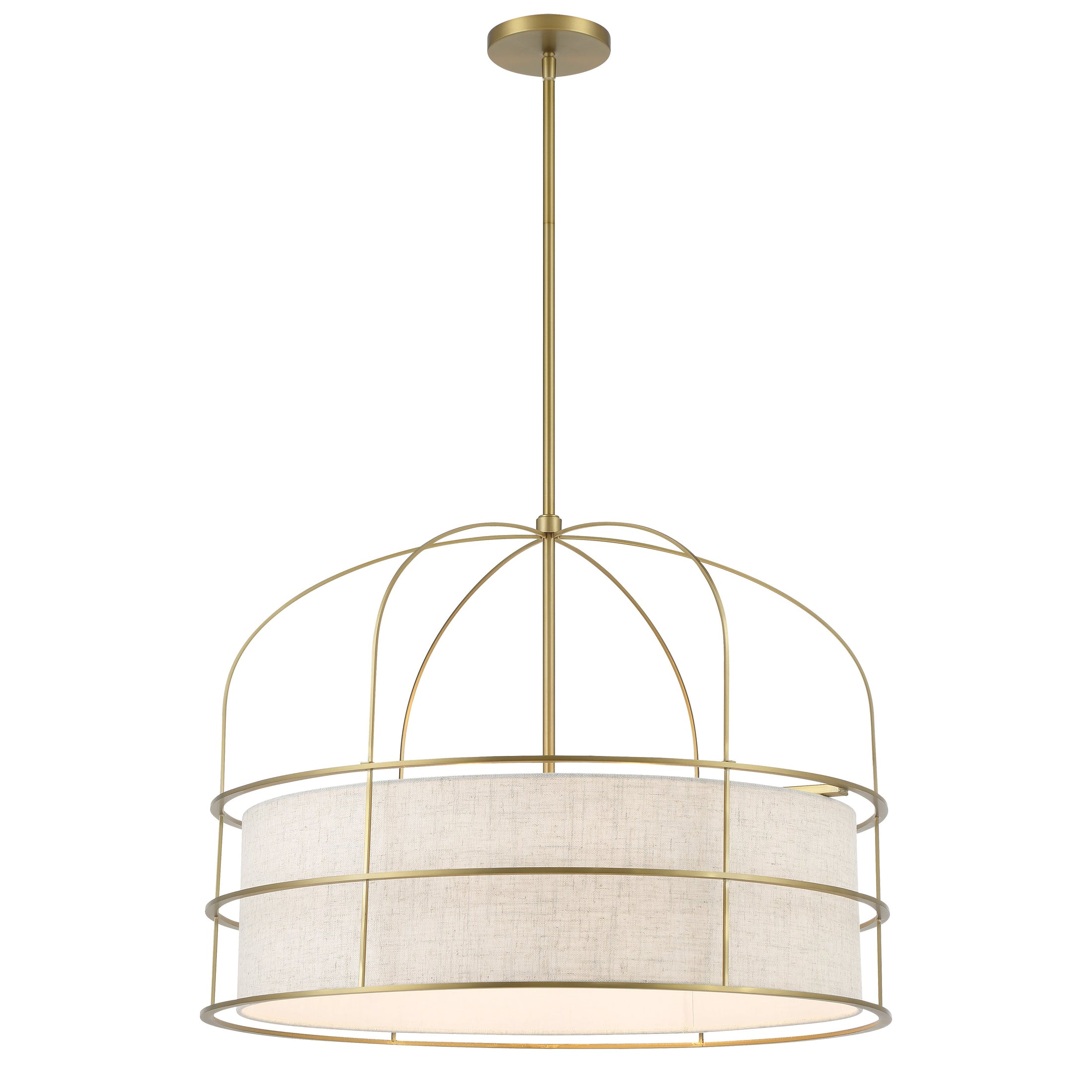 Gateway Park 6 Light Pendant in Soft Brass Finish and Oatmeal Linen Shade - Minka-Lavery