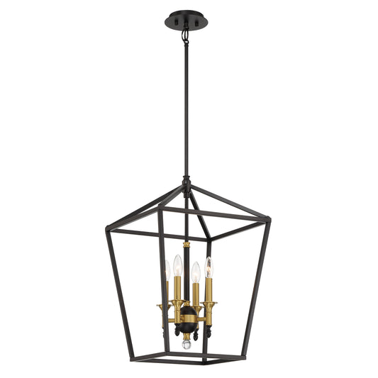 Townhall 4 LIGHT PENDANT IN A Coal AND SOFT Brass FINISH - Minka-Lavery