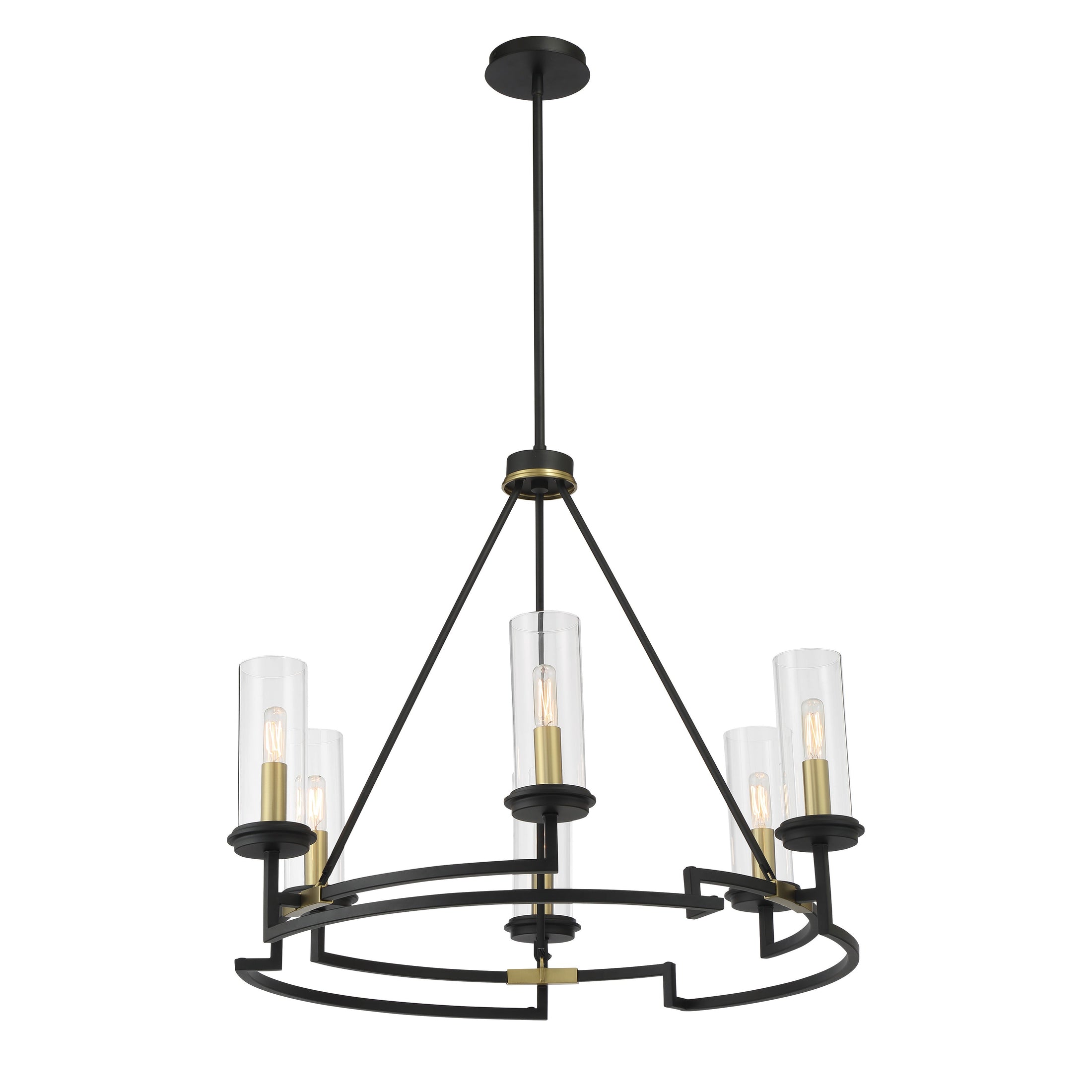 Hillstone 6 Light Chandelier in Sand Coal and Soft Brass Finish with Clear Glass - Minka-Lavery