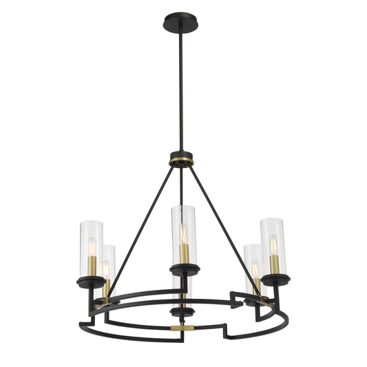 Hillstone 6 Light Chandelier in Sand Coal and Soft Brass Finish with Clear Glass - Minka-Lavery