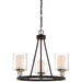 Studio 5 3 Light Mini Chandelier - Painted Bronze with Natural Brushed Brass - Clear Glass - Interior Etched White Glass - Minka-Lavery