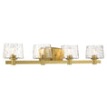 Load image into Gallery viewer, Drysdale 4 Light Bath Vanity in Soft Brass, Reversible, with Clear Hammered Glass - Minka-Lavery
