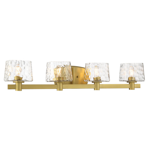 Drysdale 4 Light Bath Vanity in Soft Brass, Reversible, with Clear Hammered Glass - Minka-Lavery