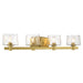 Drysdale 4 Light Bath Vanity in Soft Brass, Reversible, with Clear Hammered Glass - Minka-Lavery