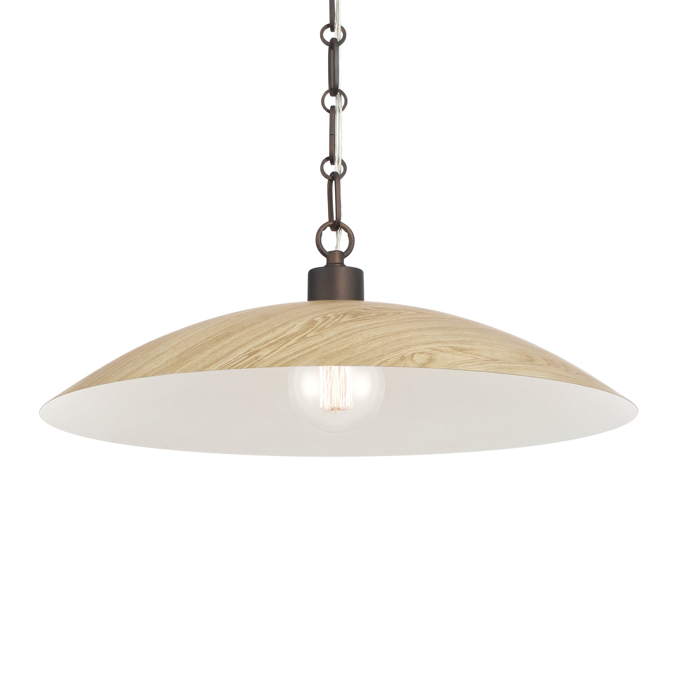 Derby 1-Light Pendant - Dark Bronze with Light Oak Printed Shade - Minka-Lavery