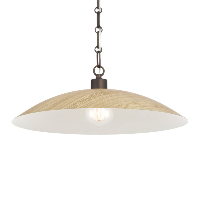 Derby 1-Light Pendant - Dark Bronze with Light Oak Printed Shade - Minka-Lavery
