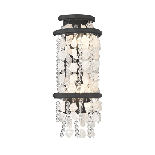 Shimmering Elegance 2 Light Wall Sconce in Sand Coal with Quartz Crystalline and Cut Glass Beads - Minka-Lavery