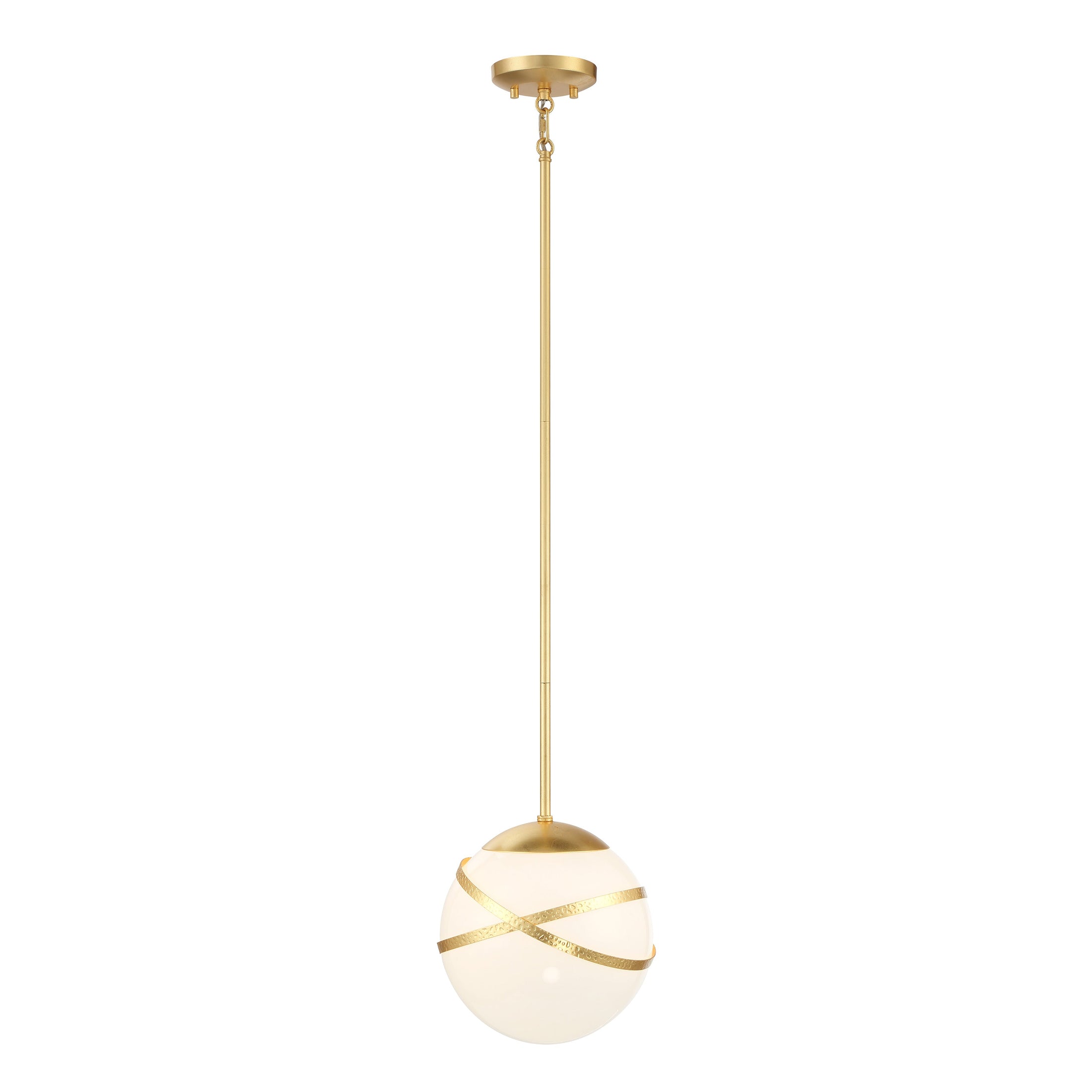 Batignolles 1 Light Mini Pendant in Spring Gold Leaf Finish with White Opal Glass, a Robin Baron Design - Minka-Lavery