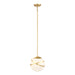 Batignolles 1 Light Mini Pendant in Spring Gold Leaf Finish with White Opal Glass, a Robin Baron Design - Minka-Lavery