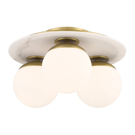 Orban 1 Light Semi Flush in Soft Brass Finish and Etched Opal Glass - Minka-Lavery